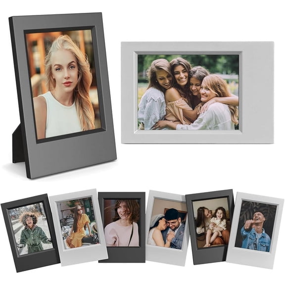 NOGIS Mini Photo Frames(8 Pack), Mini Picture Frame Set Compatible for Mini 12/ 11/9/8/7, 3-inch Photos, Cards or Tickerts(4Pcs Black&4Pcs White)