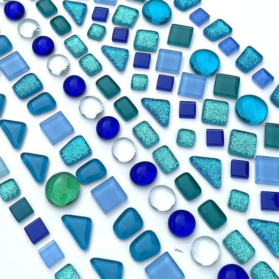 NOGIS Mixed Color Irregular Crystal Mosaic Glass Tiles for Crafts , Bulk Assorted Shapes Small Mosaic Glass Pieces for DIY Picture Home Mosaic Decoration