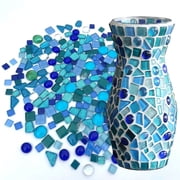 NOGIS Mixed Color Irregular Crystal Mosaic Glass Tiles for Crafts , Bulk Assorted Shapes Small Mosaic Glass Pieces for DIY Picture Home Mosaic Decoration
