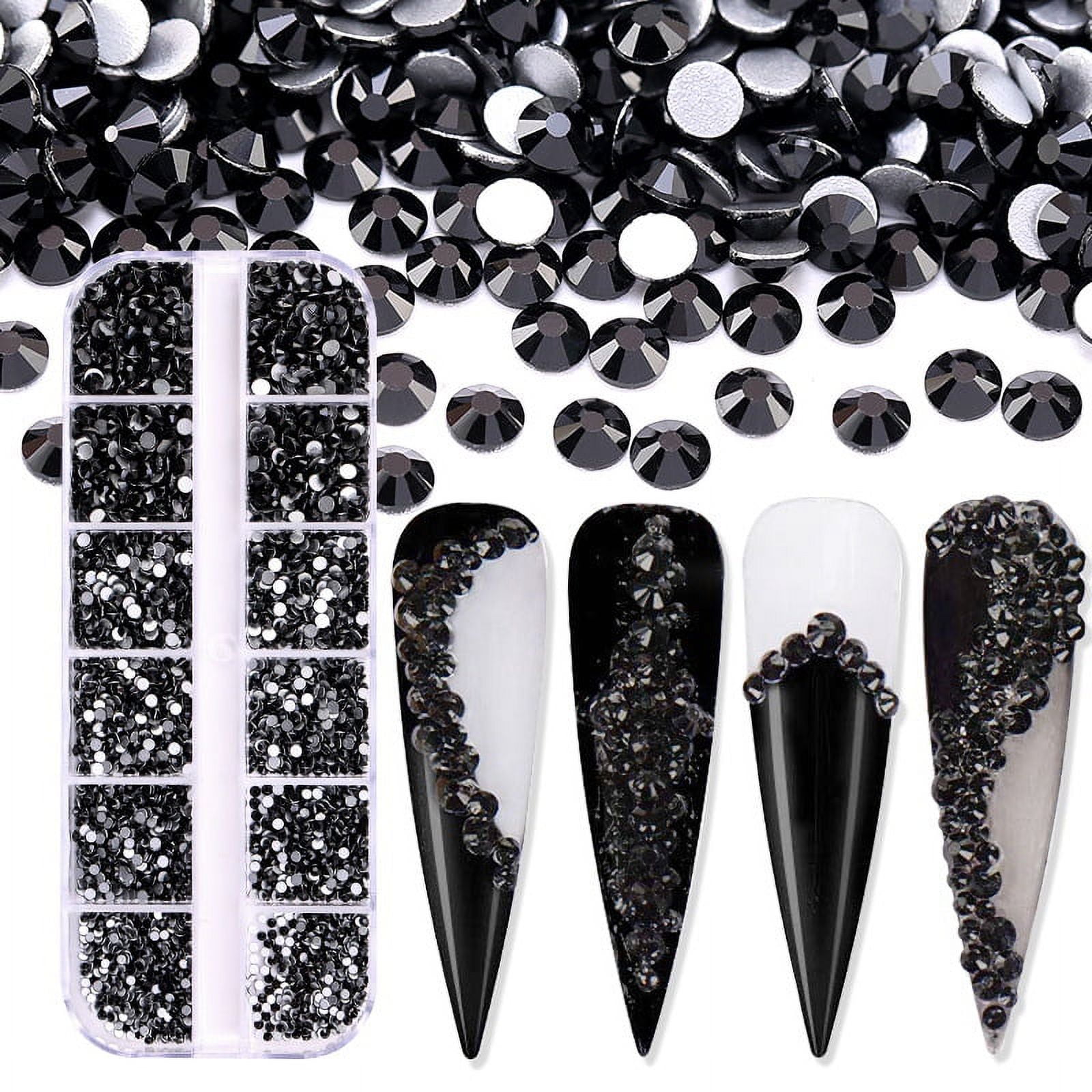 Novani Black Rhinestones, Flatback Crystal Loose Gemstones 1440pcs Glass  Rhinestones for Clothes Shoes Crafts Makeup Nail Art and DIY