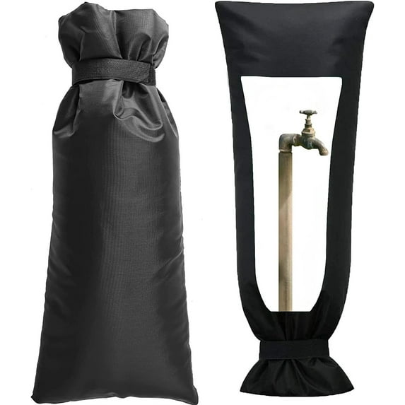 NOGIS Outdoor Faucet Cover for Winter Freeze Protection 28" x 15" Outdoor Long Faucet Cover Socks for Winter Faucet Protector Waterproof Insulated Spigot Cover Hose Bib Cover