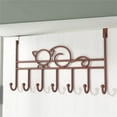 thumbnail image 1 of NOGIS Over The Door Hooks - Sturdy Metal Over Door Hanger Coat Rack with 7 Hooks for Bag, Coat, Towel, Hat, Robes, Scarves, Closet, Fits 1.77" Thick Door (Brown), 1 of 7