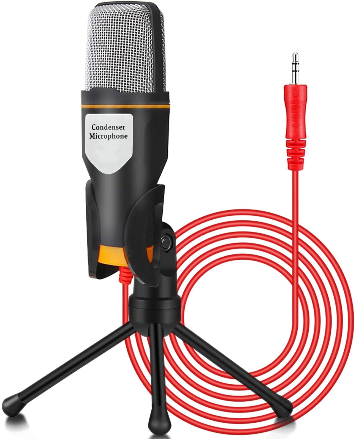 NOGIS PC Microphone with Mic Stand Professional 3.5mm Jack Recording Condenser Microphone Compatible with PC Laptop iPad iPhone Mac-Recorder Singing Gaming