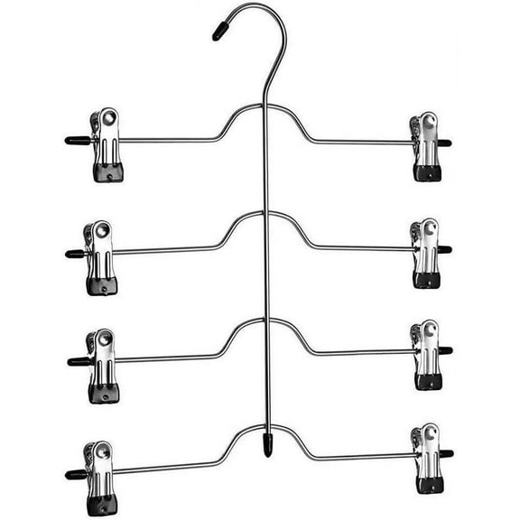 NOGIS Pants Hangers, 1 Pack Trousers Skirt Hangers with Clips, 4 Tier Metal Hangers for Heavy Duty Ultra Thin Space Saving