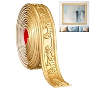Artrylin Peel and Paste Crown Molding Trim Flexible Molding Trim 6.5 ft x 1.8" Self Adhesive Wallpaper Wall Border Mirror Frame Baseboard Cabinet for Home Decor Edge BackgroundChampagne Gold
