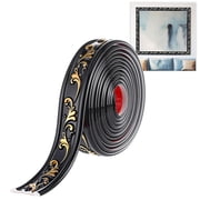 Artrylin Peel and Paste Crown Molding Trim Flexible Molding Trim Self Adhesive 6.5 ft x 1.8 Inch Wallpaper Wall Border Mirror Frame Baseboard Cabinet for Home Decor Edge Background Black Gold