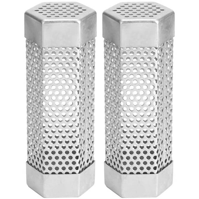NOGIS Pellet Smoker Tube, 2Pcs Outdoor Smokers BBQ Grill Smoker Tube Mesh Tube Pellets Smoke Box 6in Stainless Steel Barbecue Accessory for Electric Gas Charcoal，6inch