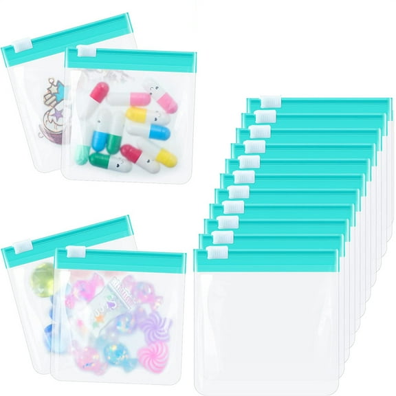 NOGIS Pill Pouch Bags - 10 Pcs, Slide Lock Clear Plastic Mini Bags, BPA-Free for Pills Vitamins, Supplements, Jewelry, Crafts, Small Objects - Self-Sealing, Reusable, Travel-Friendly(Blue)