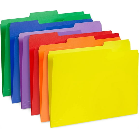 NOGIS Plastic Colored File Folders (12 Pack, 6 Colors), Sturdy 3 Tab File Folders Letter Size, Folders for Documents 9.4x11.6, File Folders for Filing Cabinet, Filing Folders