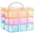 thumbnail image 1 of NOGIS Plastic Compartments Divider Organizer, 3 Layers 18 Compartments Portable Transparent Detachable Craft Storage Box with Handle for Crafts, Jewelry, Toy, Sewing Accessories,Multicolor, 1 of 7