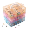 thumbnail image 1 of NOGIS Plastic Compartments Divider Organizer, 3 Layers 18 Compartments Portable Transparent Detachable Craft Storage Box with Handle for Crafts, Jewelry, Toy, Sewing Accessories,Multicolor, 1 of 7