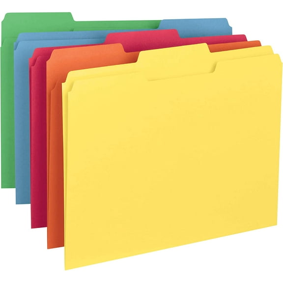 NOGIS Plastic File Folders Colored - (10 Pack, Assorted Colors), 1/3 Tab File Folders Letter Size, Colorful Filing Folders, Writable and Erasable, Plus Labels