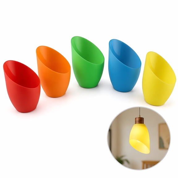 NOGIS Plastic Floor Lamp Shade Replacement Cover: 5PCS Plastic Horseshoe Lamp Shade Replacement Light Cover for Pendant/Floor/Desk Light for Home Office Hotel, Colorful (Middle Hole:42mm)