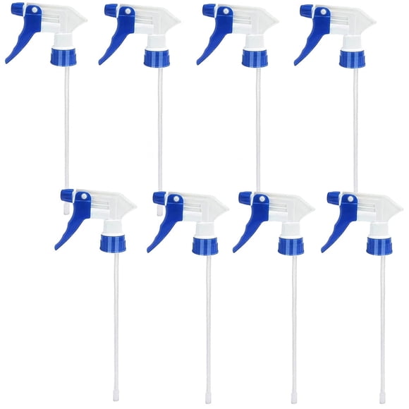 NOGIS Plastic Spray Bottle Nozzle Heavy Duty Spraying Bottle Replacement Part Leak Proof Mist Water Bottle Spray Nozzle for Cleaning Solutions Adjustable Head Sprayer 8PCS (Blue)