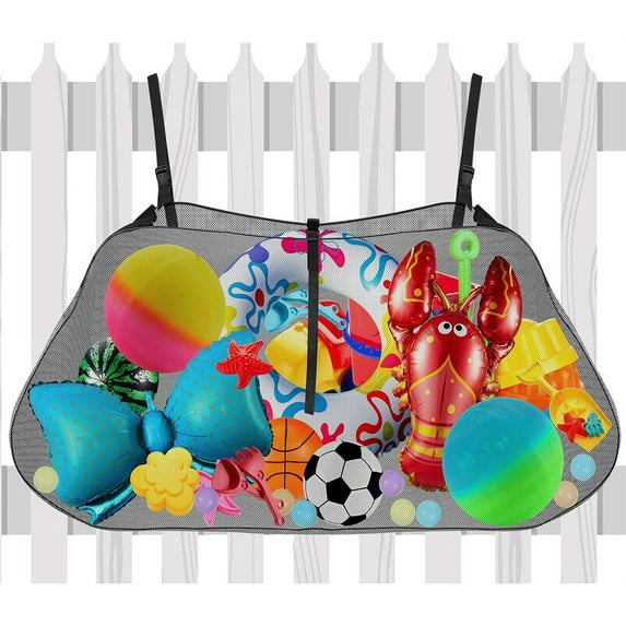 NOGIS Pool Storage Bag Pool Toy Storage Swimming Pool Bag Large Hanging Net Bag Swimming Pool Accessories Toy Organizer for Inflatables, Pool Toys, Floats, Football, Basketballs Supplies(Black)