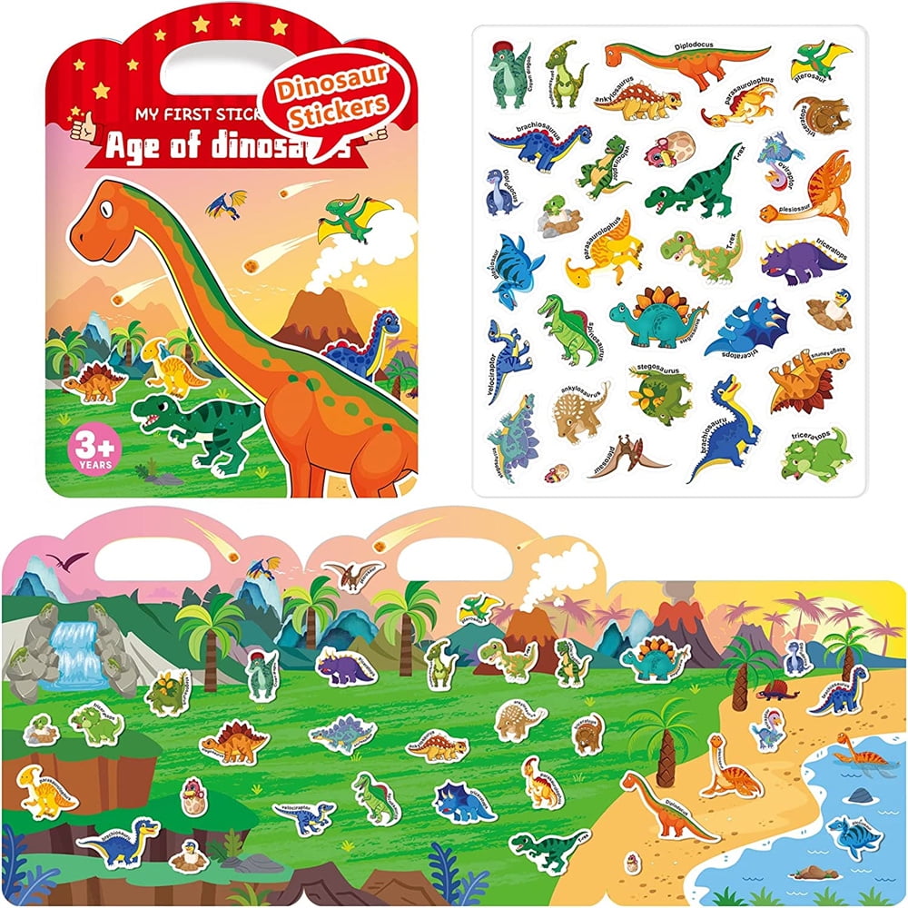 Luxshiny 2 Scene Stickers Kids Gift Book Lover Stickers Book Decorations  Toddler Sticker Book Toddler Busy Book Cute Sticker Funny Home Decoration Dinosaur  Stickers for Kids 2-4 Home Decors : : Home
