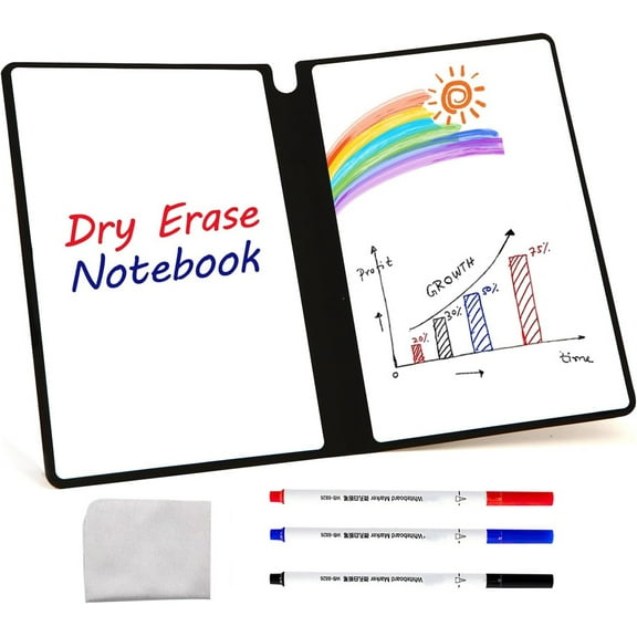 NOGIS Portable Whiteboard Notebooks, Whiteboard Dry-Erase Reusable Notebook, Erasable Notebook with Markers and Cleaning Cloth, Small White Board for Office Home (Light Blue)