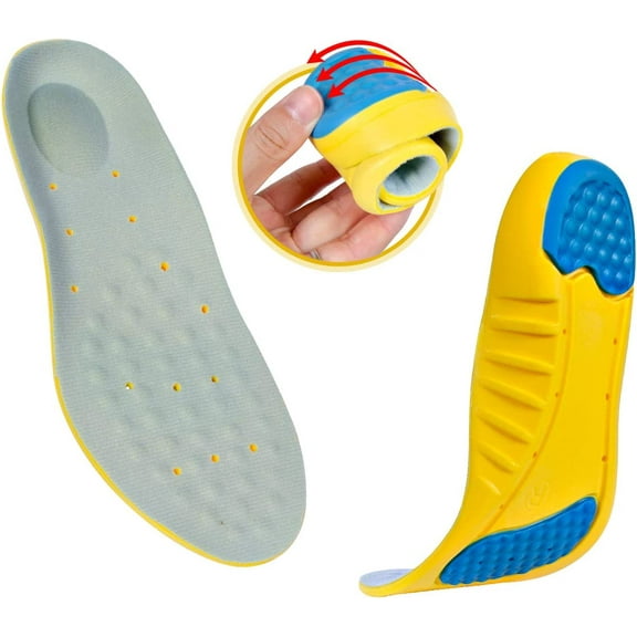NOGIS Professional Sports Insoles (1 Pairs) Relieve Plantar Fasciitis Heel Spurs & Foot Pain Shock Absorption Breathable Shoe Inserts Memory Foam Insoles(L: Men's 8.5-11.5 / Women's 9-12)