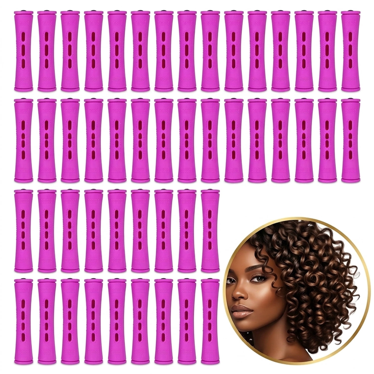 NOGIS, Hair Curling Rollers, Purple Perm Rods Set 40pcs, 3.2