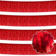 NOGIS Red Parade Float Fringe,Red Fringe Banners,Red Fringe Garland,For Parade Float Decorations,Graduation Ceremony Decorations Festival Celebration,11.8 in x 9.8 ft,4 pack