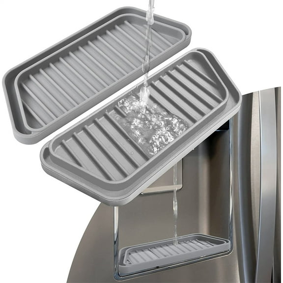 NOGIS Refrigerator Drip Catcher Tray Set of 2,Protector Ice and Water Dispenser Pan,Mini Fridge Spills Water Pad Catcher, Refrigerator Water Dispenser Drip Collector (Style 2)