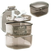 Retainer Case, Retainer Cleaner Case, NOGIS Unique Denture Bath with Drain Tray, Suitable for Travel Cleaning Dentures, Denture Bridges, Partial Dentures, Traditional Braces, Etc.