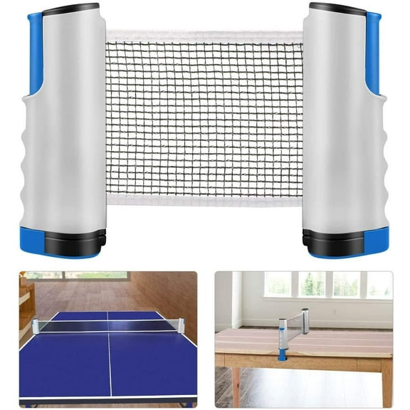NOGIS Retractable Table Tennis net,Can be clamped on Any Desktop (Suitable for Tables Less Than 6 feet Long and Less Than 1.8 inches Thick), Blue Gray