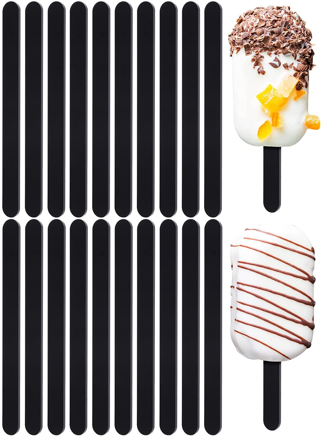 NOGIS Reusable Acrylic Sticks for Ice Cream, Popsicle, Colored Smooth  IceTreat Sticks for DIY Handcraft Model, Ice Cream Sticks(20pc Black)