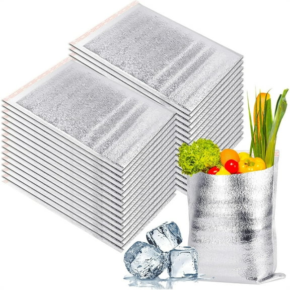 NOGIS Reusable Insulation Bags 13.8'' x 15.7'' 20 Pcs, Thermal Box Liners Metalized Box Self Seal Insulated Box Liners Lunch Food Packing, Grocery Delivery Envelopes Mailers Shipping Bags