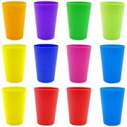 NOGIS Reusable Plastic Cups- 5.6 oz Children Drinking Cups Tumblers, Plastic Tumblers Set of 12, Unbreakable Plastic Drinking Glasses - Colorful Stackable Party Cups Set (Pack 12-5.6oz)
