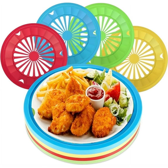 12 Pack Plastic Paper Plate Holders, NOGIS 10.6 Inch Reusable Paper Plate Holders Round Plate Holder Paper Plate Dispenser with Snap in Grooves for 9 Inch Paper Plates Party (Multicolor)