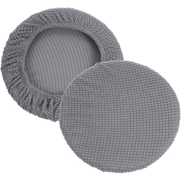 Artrylin Round Bar Stool Cover 2 Pack Elastic Stool Cushion Covers for Diameter 12"-14" Chair Fabric Stool Slipcover Stretch Circle Seat Cushion Cover Washable Black (Gray)