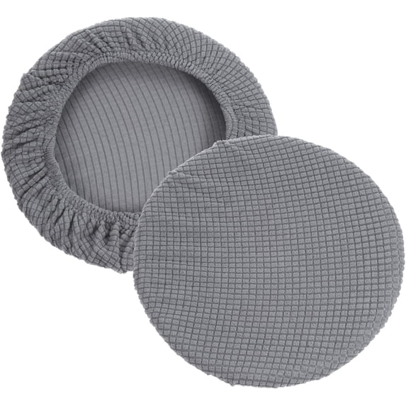 Artrylin Round Bar Stool Cover 2 Pack Elastic Stool Cushion Covers for Diameter 12"-14" Chair Fabric Stool Slipcover Stretch Circle Seat Cushion Cover Washable Black (Gray)