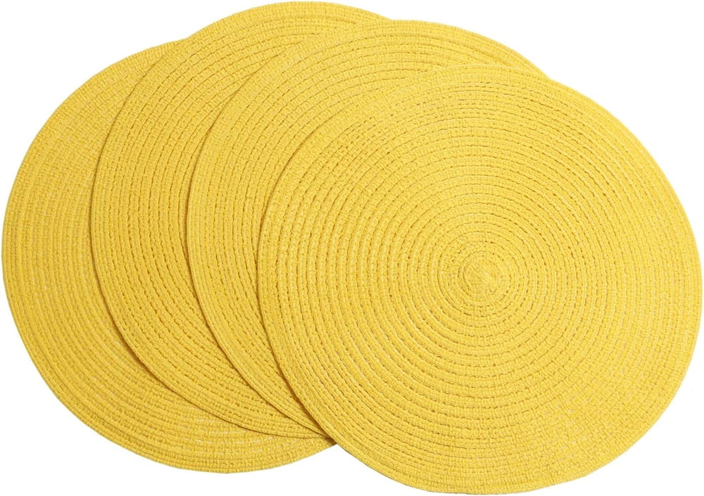 NOGIS Round Braided Placemats Dinner Kitchen Set of 4 Table Mats for