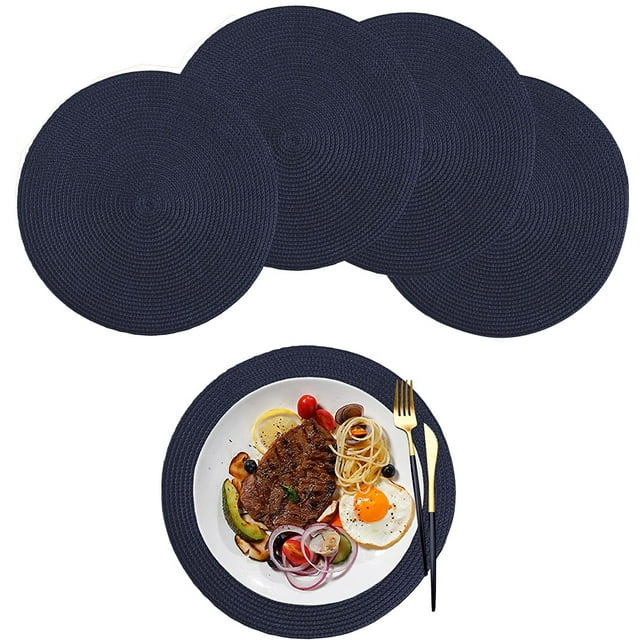 NOGIS Round Braided Placemats, Set of 4 Table Place Mats for Round Dining Tables, 15 inches
