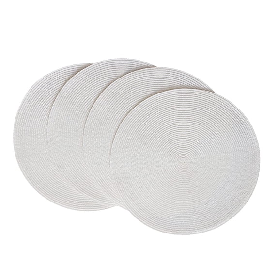 NOGIS Round Placemats Set of 4 Heat Insulation Braided Round Table Placemats for Round Dining Table (White)