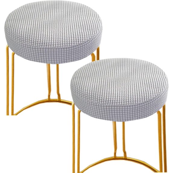 NOGIS Round Stool Cover 12-14 Inch Bar Stool Covers Round, Luxurious Fabric Stretchable, Washable Dustproof Soft and Durable, Applicable to Round Stool and Square Stool (2Pcs, Gray)