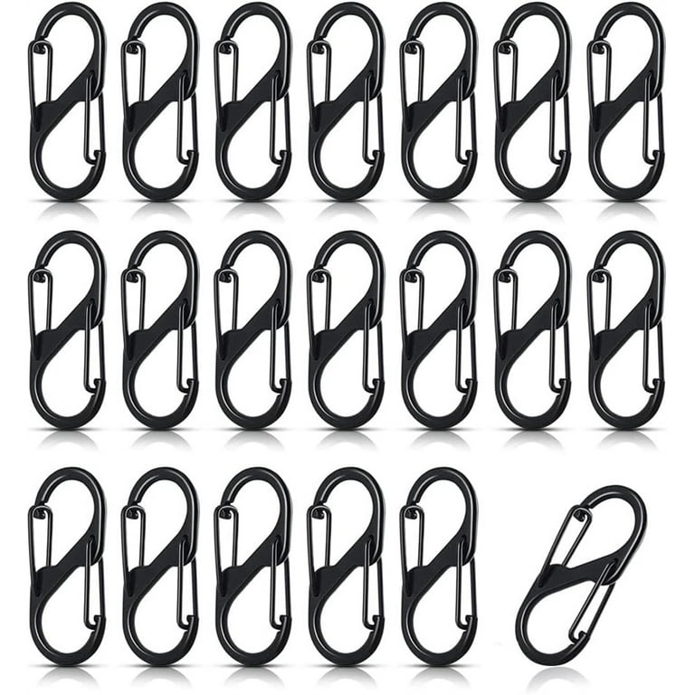 S Carabiner Small Alloy Snap Hook 20Pcs Mini Spring Clips 1.6 Inch Keychain  Clip Tiny Attachment Dual Gate S Binder Carabiner Spring Wire Buckle Tool