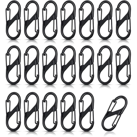 NOGIS S Carabiner Small Alloy Snap Hook 20Pcs Mini Spring Clips 1.6 Inch Keychain Clip Tiny Attachment Dual Gate S Binder Carabiner Spring Wire Buckle Tool for Fishing/Camping/Outdoor Sports