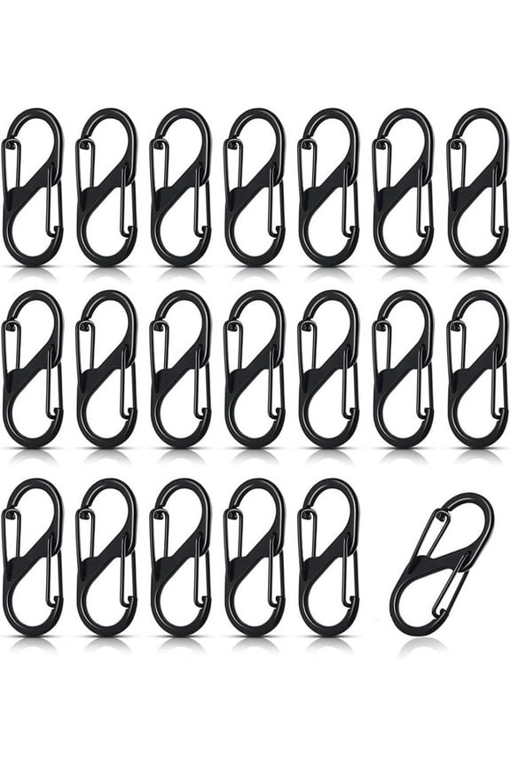 NOGIS S Carabiner Small Alloy Snap Hook 20Pcs Mini Spring Clips 1.6 Inch Keychain Clip Tiny Attachment Dual Gate S Binder Carabiner Spring Wire Buckle Tool for Fishing/Camping/Outdoor Sports