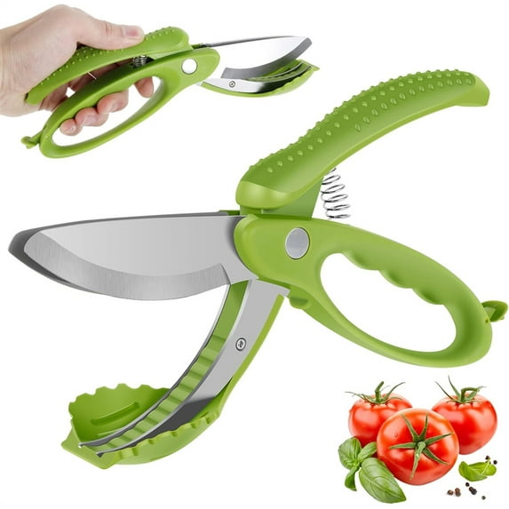 NOGIS Salad Scissors for Chopped Salad – Stainless Steel Multiblade Lettuce Chopper with Spring Mechanism & Anti-Slash Guard for Quick, 8.9" Versatile Cooking Scissors for Kitchen Use