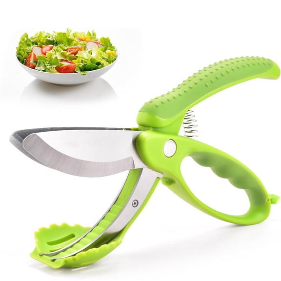 NOGIS Salad Scissors Double Blade, Salad Cutter, Stainless Steel Sharp Kitchen Gadget, All Purpose Chopper for Herb Fruit Vegetable for Salad Enthusiasts