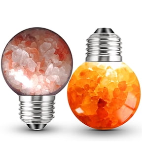 NOGIS Salt Lamp LED Light Bulbs, E26 2300K Warm Amber Pink, 4W Mood Lighting Night Light, E26 G45 Salt Rock Stress Relief Bulbs for Bedroom, Decor, Sleep Light, Non-Dimmable, 2pack)