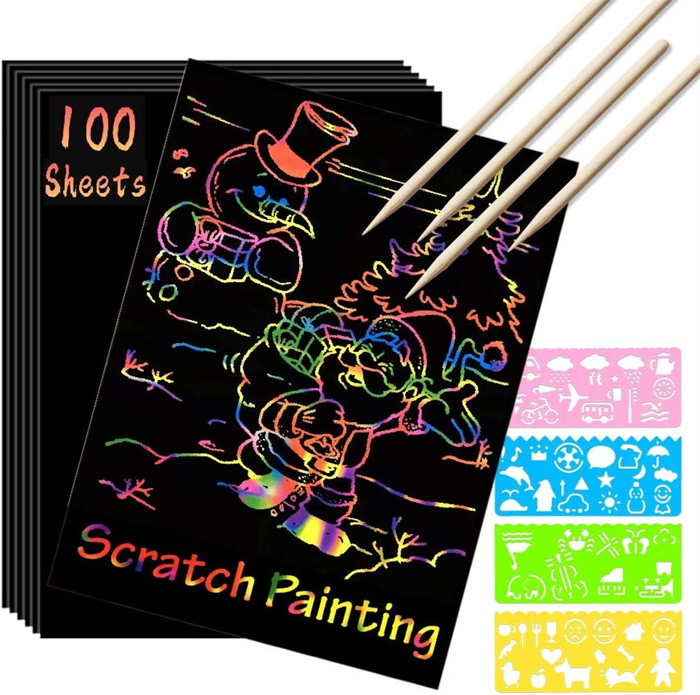 NOGIS Scratch Paper Art Set for 4 5 6 7 Year Old Boy and Girl, 50 Sheets  Scratch it Off Rainbow Magic Paper Craft, Kids Age 8-12 and up DIY Holiday