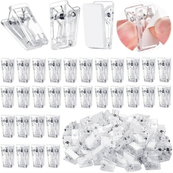 25Pcs Photo Clips for Hanging, Self Adhesive Clips, NOGIS Plastic Clips for Wall Tapestry Sticky Spring Clips for Office Home Clear Plastic Sticky Clip for Poster Paper