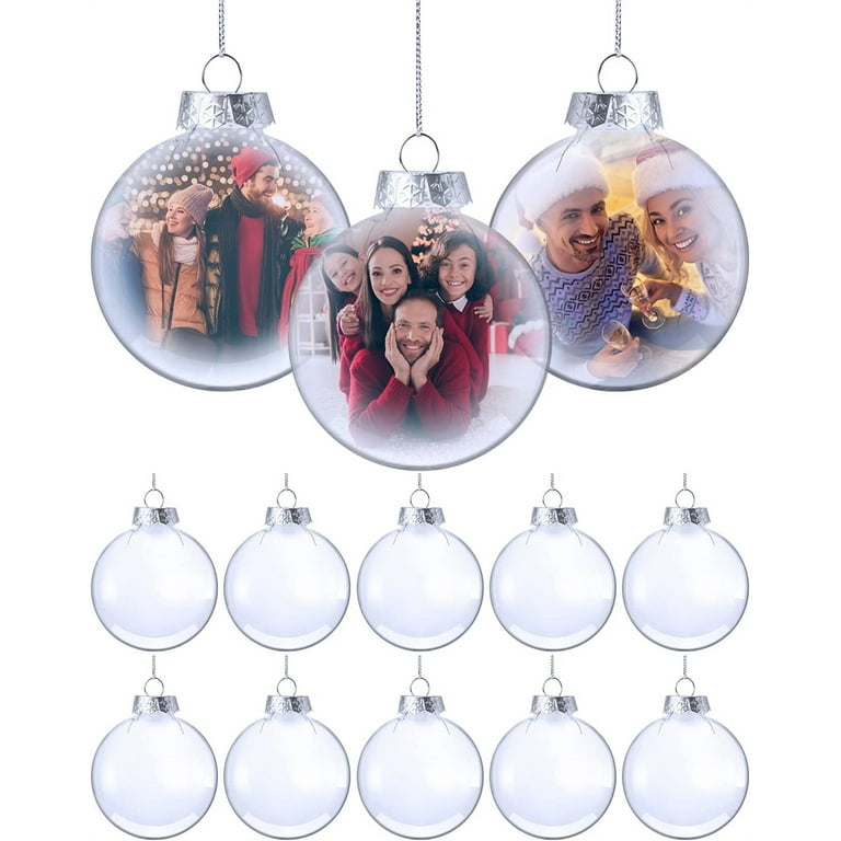 Clear Plastic Flat Disc Ornaments 3.15 Inch DIY Transparent Fillable  Ornaments Balls Christmas Hanging Ornaments Christmas Tree Decor Holiday