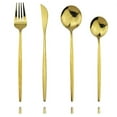 thumbnail image 1 of NOGIS Shiny Gold Silverware Set, 4-Piece Stainless Steel Satin Finish Flatware Set, Kitchen Utensil Set, Mirror Polished Tableware Cutlery Set for Home and Restaurant（Gold）, 1 of 6