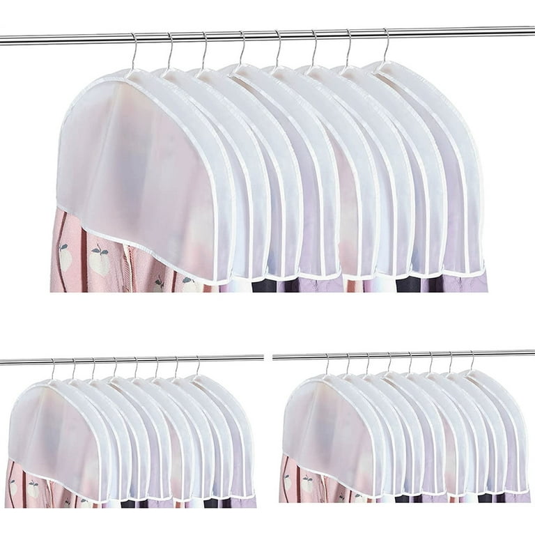 Clear Shoulder Covers Vinyl Plastic Hanger Covers for Clothes (Set of 12),  Closet Clothes Protectors Breathable Garment Cover with 2 Gusset, Suit