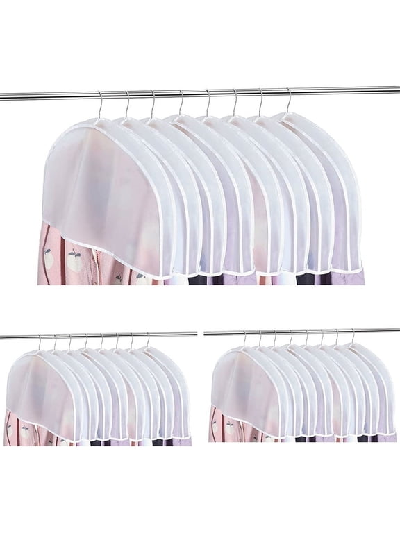 Shoulder Covers Plastic Hanger Covers for Clothes (Set of 10) Closet Clothes Protectors Breathable Clear Jacket Cover, Coat, Jackets, Blouses, Dress - 24'' x12" x2''/10 Pack