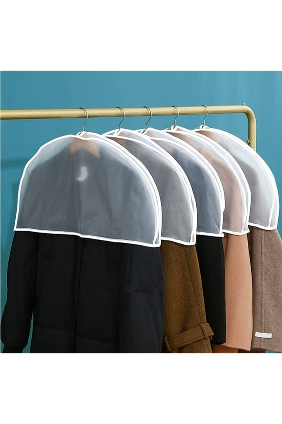 Shoulder Covers Plastic Hanger Covers for Clothes (Set of 10) Closet Clothes Protectors Breathable Clear Jacket Cover for Suit, Coat, Jackets, Blouses, Dress - 24'' x12" x2''/10 Pack